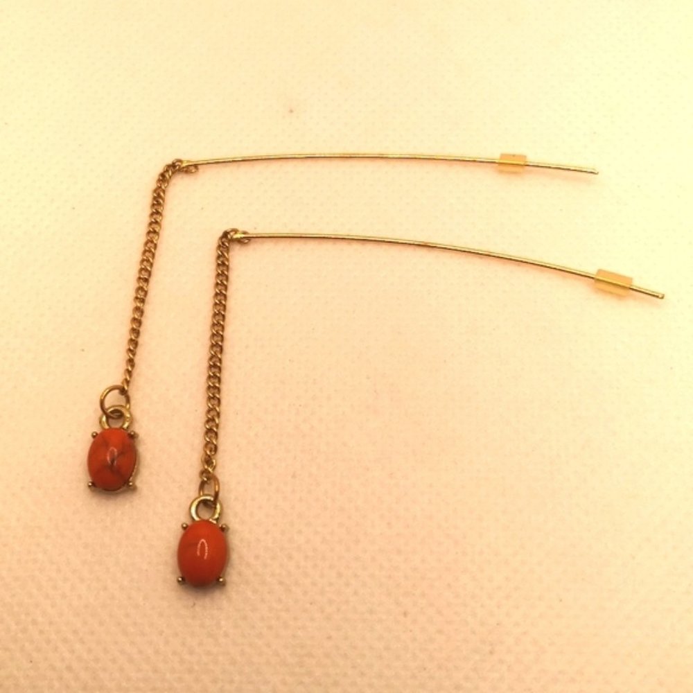 Vintage Red Jasper Threader Earrings